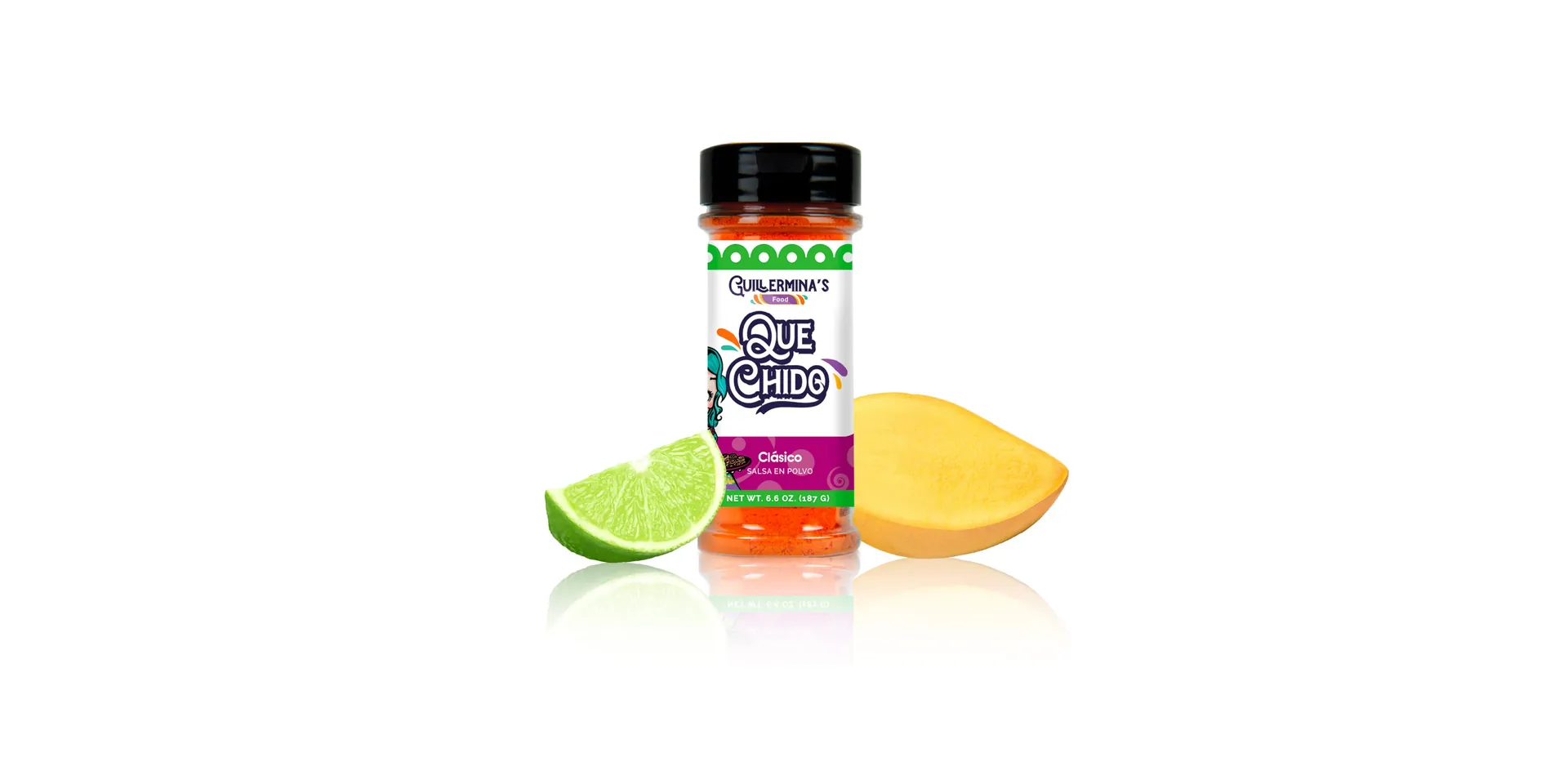 Que Chido seasoning surrounded by crushed chile